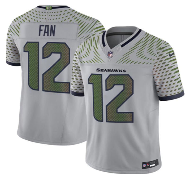 Men 2025 Seattle Seahawks #12 Fan grey 5th generation Throwback Nike Limited NFL Jersey style 09